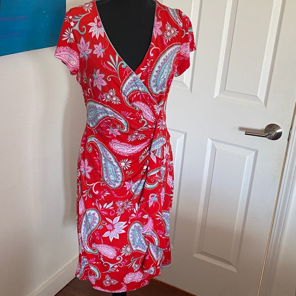 Shelby & Palmer floral print midi dress with short sleeve Size 8